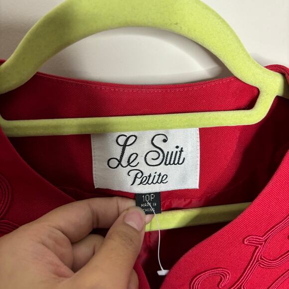 Le Suit Petite Red Blazer Sz 10 P - Picture 6 of 11